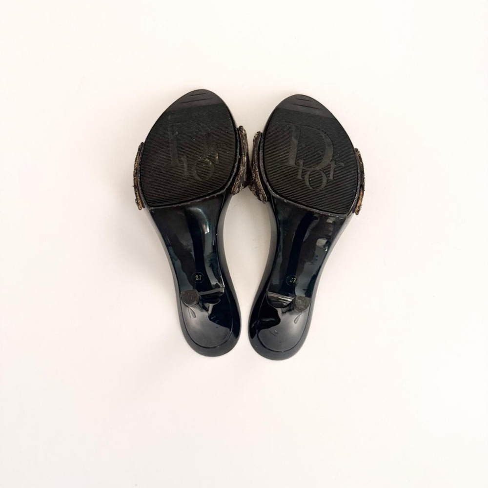 Christian Dior John Galliano trotter monogram mule heel black vintage IT 37 US 7 - Picture 8 of 8